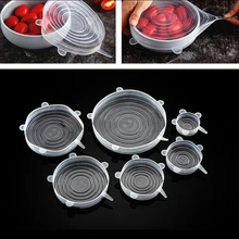 6 шт./компл. сохранение продуктов в свежем состоянии силиконовые крышки стрейч многоразовые герметичные пищевые обертки подходит для всех размеров и форм контейнера повара