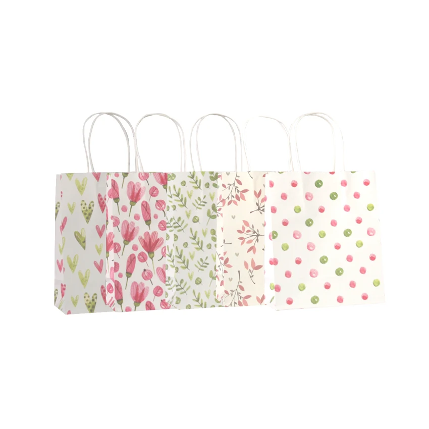 10x Elegant White Rectangle Kraft Paper Pouches Gift Shopping Bags Party Carrier