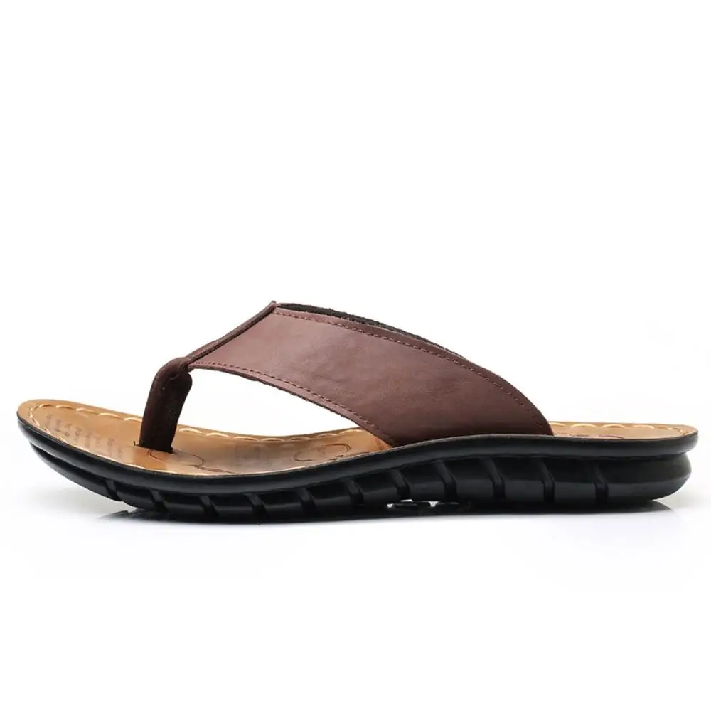 ZJNNK/мужские тапочки из коровьей кожи; модные Вьетнамки с мягкой подошвой; модные мужские летние туфли; Прямая поставка - Цвет: Brown
