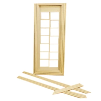 

LCLL-DIY 1:12 Dollhouse Miniatures Wood Door Unpainted Doll House Furniture Room Item Wood color