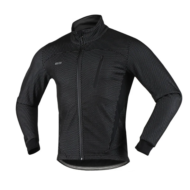 

Winter Fleece Thermal Cycling Jacket Outdoor Sports Windproof Cycling Jersey Coat Clothing Reflective Stripe Safety At Night