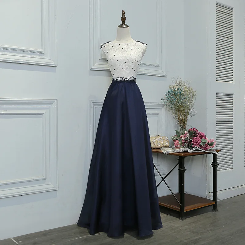 

Evening Dresses Pretty O Neck Beads floor length Sexy Zipper Long 2018 Formal Elegant Evening Dresses