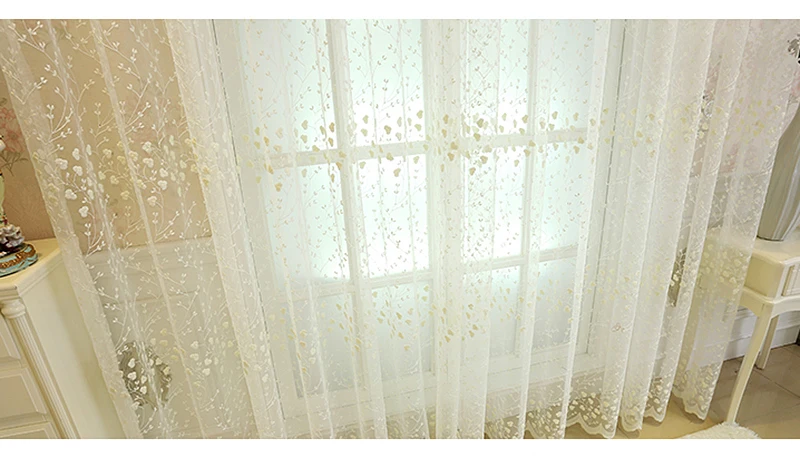 Korean Embroidery Luxury Flowers Lace Bedroom Tulle Drapes Window Treatments Screening Sheer Voile Curtains For Living Room #4