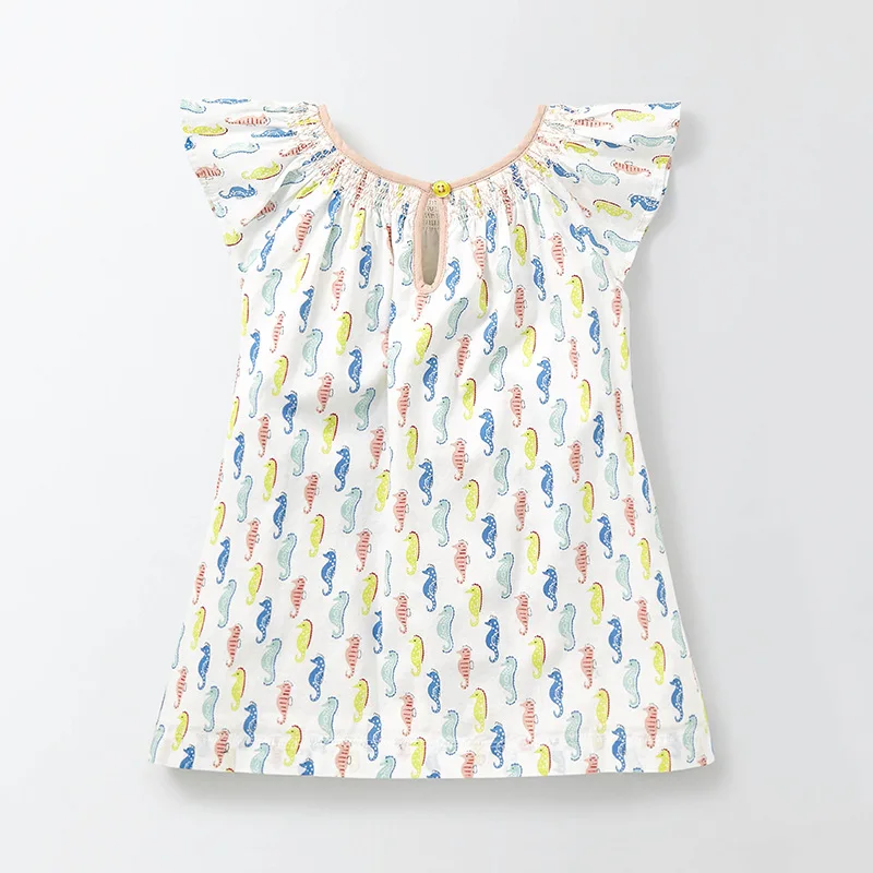Little maven/брендовая летняя одежда для маленьких девочек возрастом от 1 года до 6 лет, детская одежда для девочек хлопок, принт морской лошади, Roupa