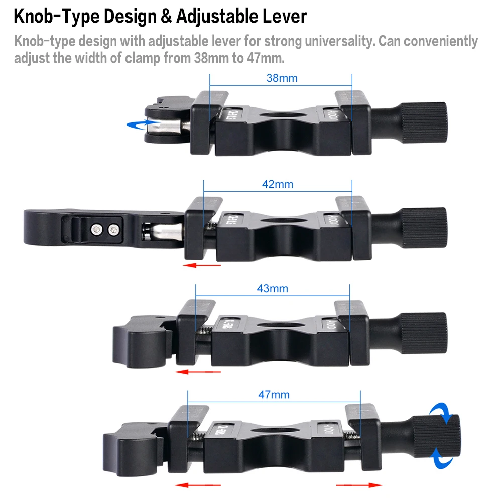 Andoer CL-50LS Quick Release Clamp Adjustable Lever Knob-Type 1/4"&3/8" Hole for Arca Swiss Quick Release Plate Ball Head Tripod - ANKUX Tech Co., Ltd