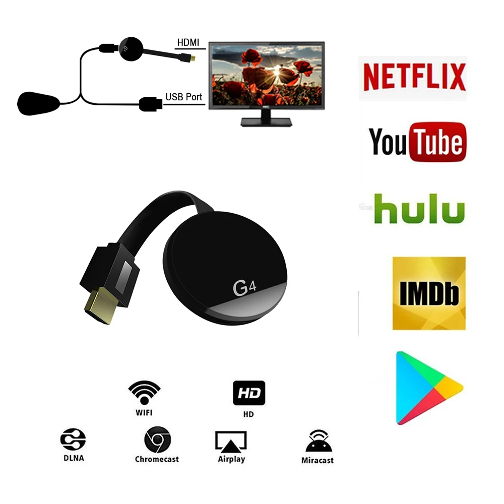 

New Support 4G Push Service HDMI Wireless Mirror Casting Display Dongle Receiver for iOS Android Windows System