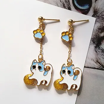 

Fashion Cartoon animal stud earrings woman popular Cute cat earrings long personality stud earrings for women Jewelry wholesale