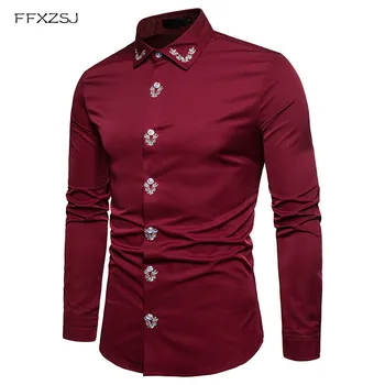 

FFXZSJ Shirt Men 2018 New Solid Color Long Sleeves Mens Dress ShirtsHigh Quality Spring Brand Casual Male Shirt Camisa Masculina