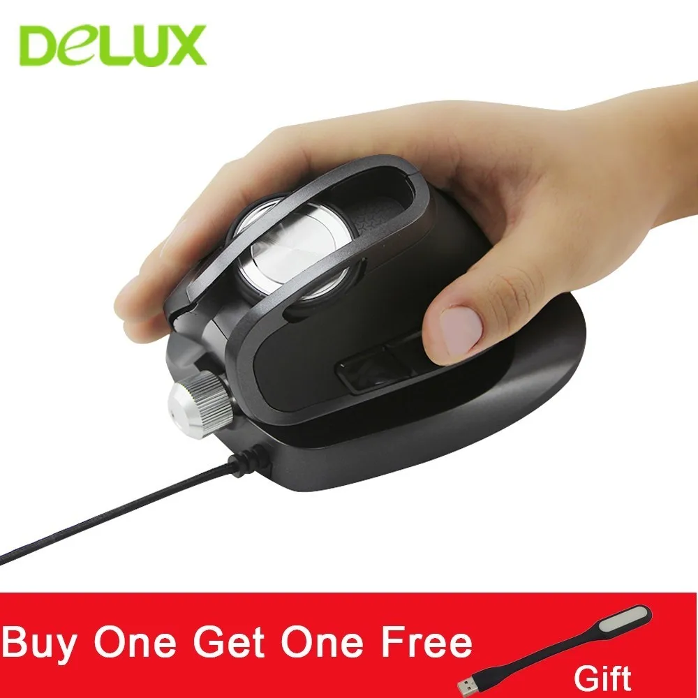 

Delux M618X Ergonomic Vertical Mouse Gaming Computer 6D Mice 600/1200/1600/4000 USB Wired Adjustable Angle Laser Mause For PC