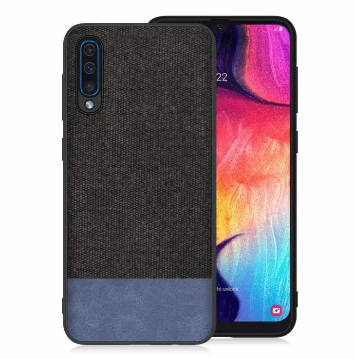 

Business For Samsung A10 A50 A70 back cover soft silicone edge fabric protect samsung A30 coque Shockproof Cases A40 capa fundas