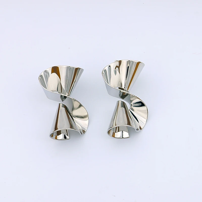 Женские серьги пусеты LWONG большие геометрические золотого и серебряного цвета из