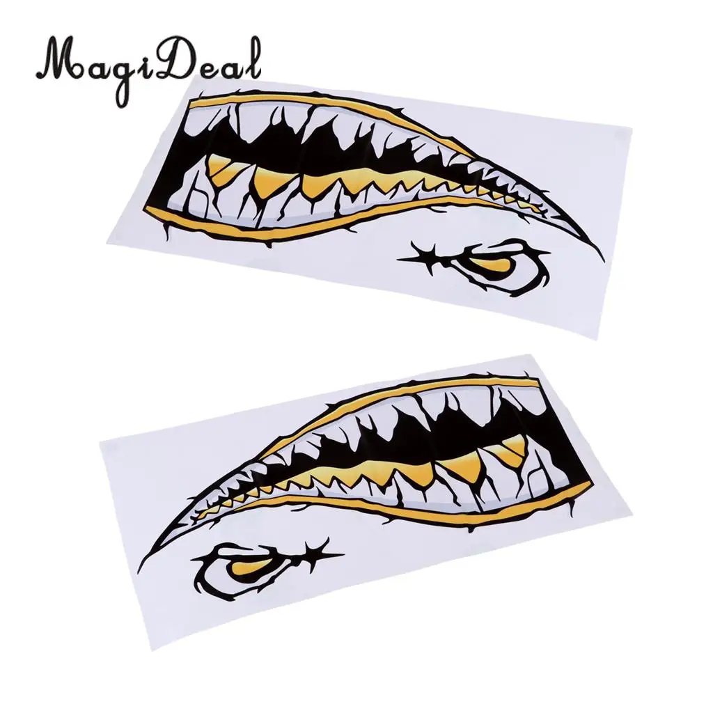MagiDeal 2Pcs Large Waterproof Shark Teeth Mouth Decals Sticker for Kayak Fishing Dinghy Boat Surfboard Car Truck Bumper Laptop