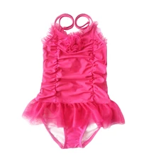 Детский купальник, купальный костюм, юбка для девушек, стильный розовый однотонный купальник с узором, летний купальник для маленьких девочек