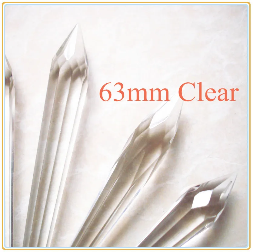 

35pcs 63mm Transparent Crystal Glass Lighting Parts Crystal Chandelier Hanging Icicle Pendant Drops For Sale