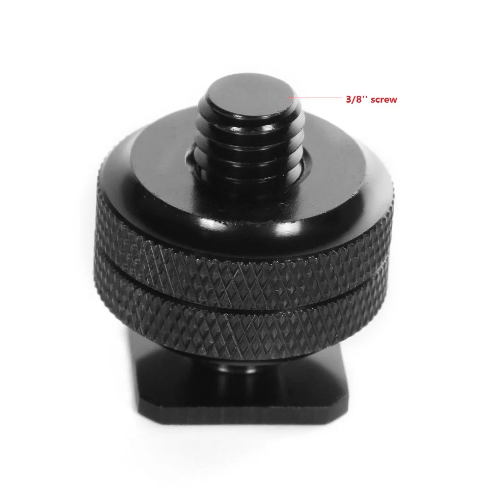 

Kaliou 3/8" Dual Screw Adapter Hole to Camera Flash Hot Shoe Mount Adapter for DSLR Camera Canon Nikon Photo Studio Accesseries
