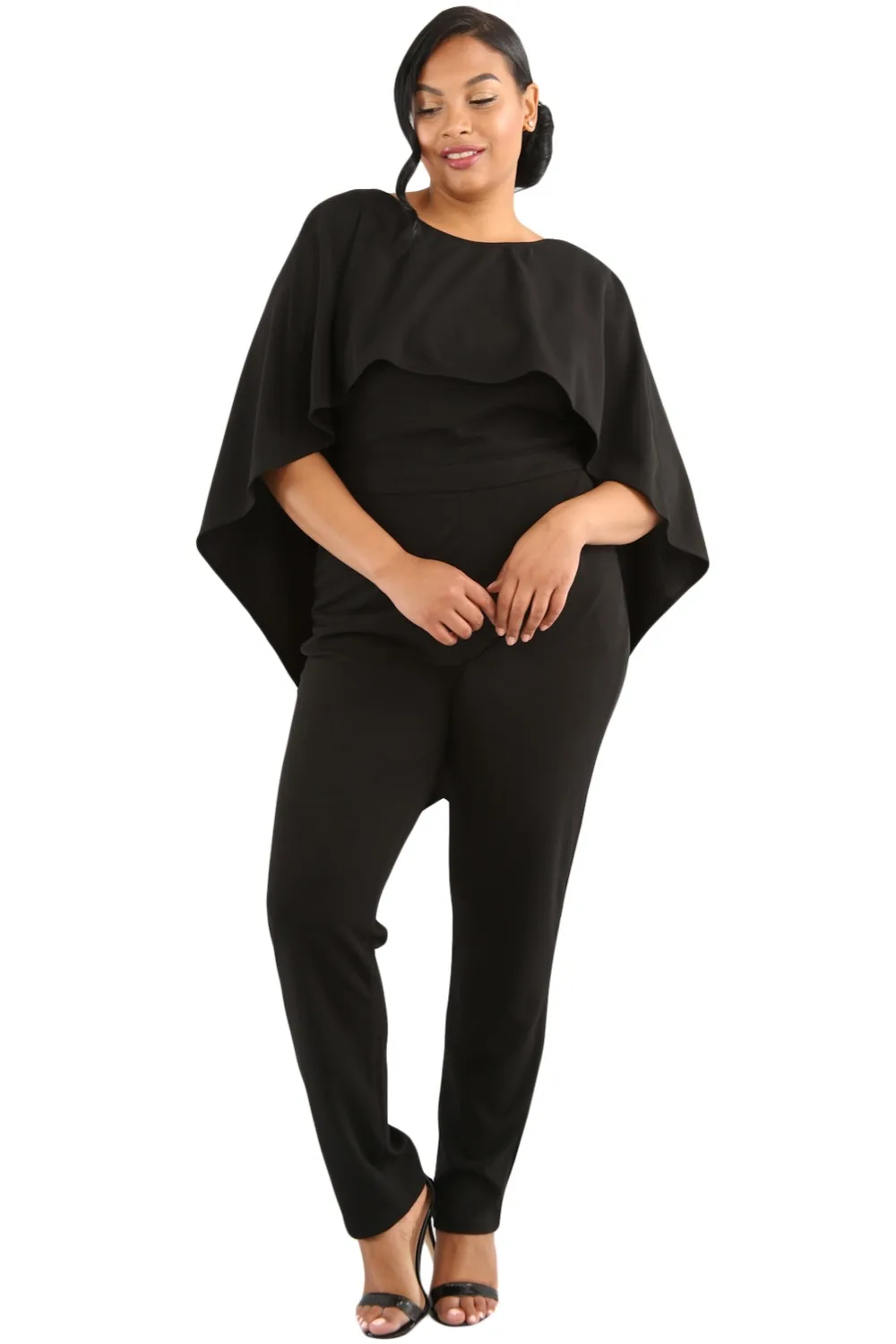 Black-Plus-Size-Cape-Ruffle-Jumpsuit-LC64472-2-1