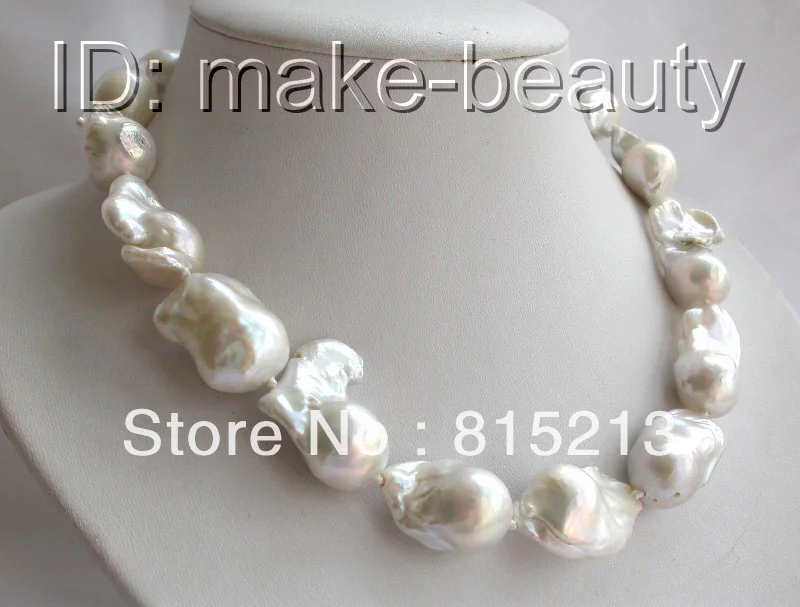 

ddh00592 stunning big baroque white keshi reborn freshwater pearls necklace