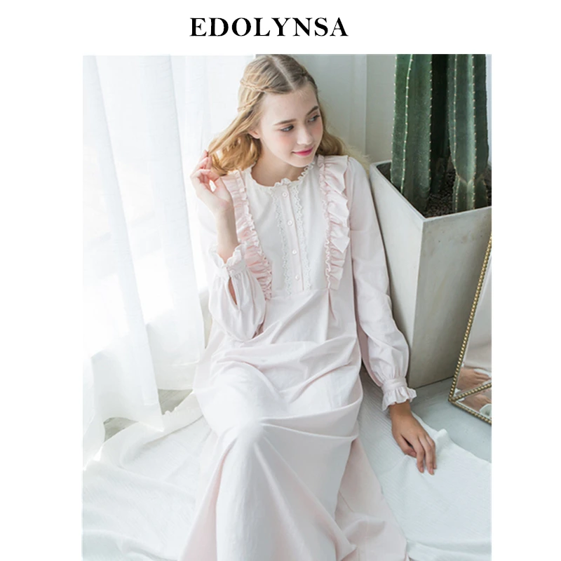 Buy Women Dresses Princess Cotton Long Nightgowns Lace