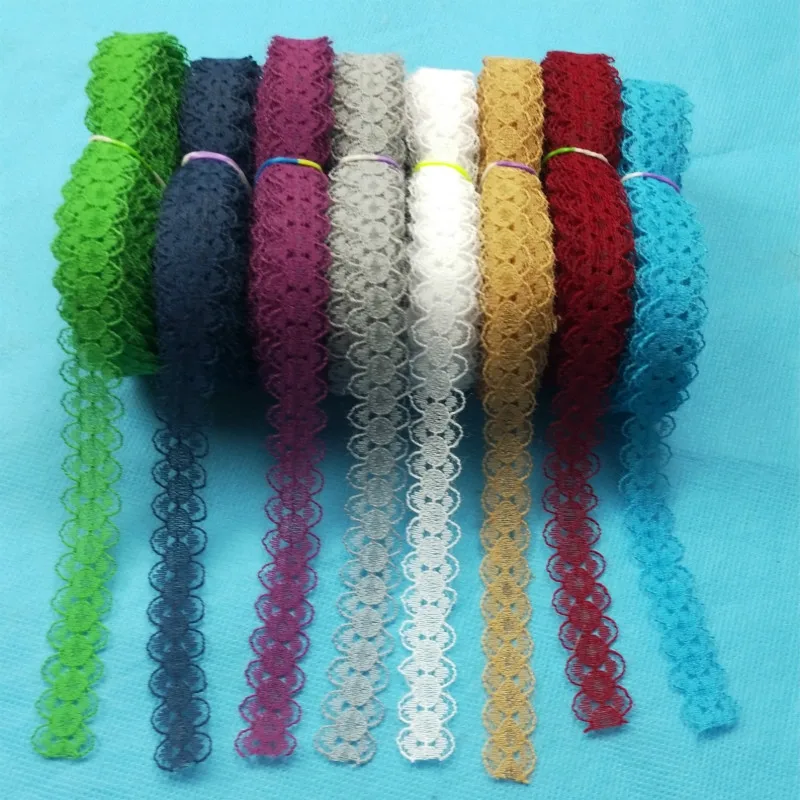 

Beautiful 10 Yards/Lot Lace Ribbon Tape 14MM Quality Lace Trim DIY Embroidered Lace For Sewing Decoration african lace fabric