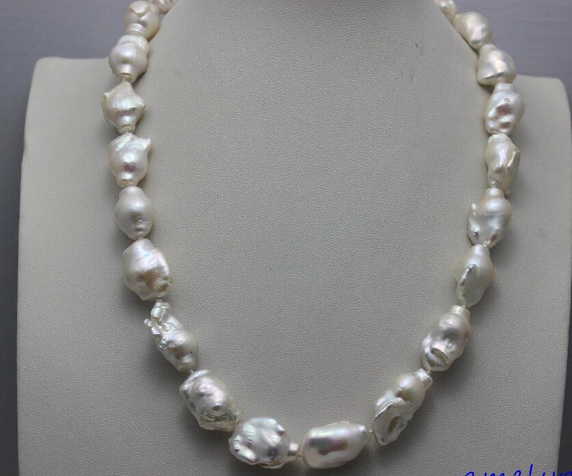 

fast White keshi pearl freshwater pearl necklace 11x19mm-17x21mm 18"nec002