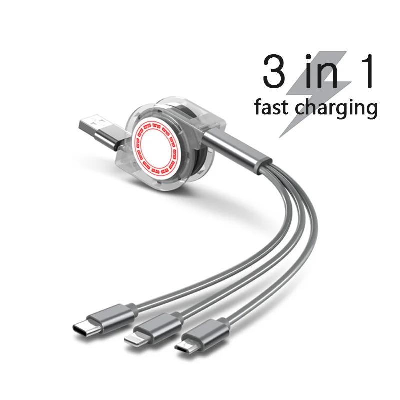 

New 3 in 1 Retractable USB Cable for iPhone 7 8 Xs Max XR Xs Fast Charging Data Line USB Type C for Samsung S8 S9Plus Micro USB