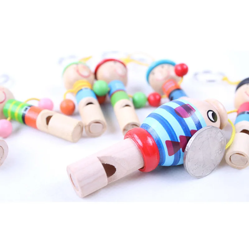 1 шт. деревянный случайный цвет игрушки мультфильм свисток для животных развивающий музыкальный инструмент, игрушка для детей