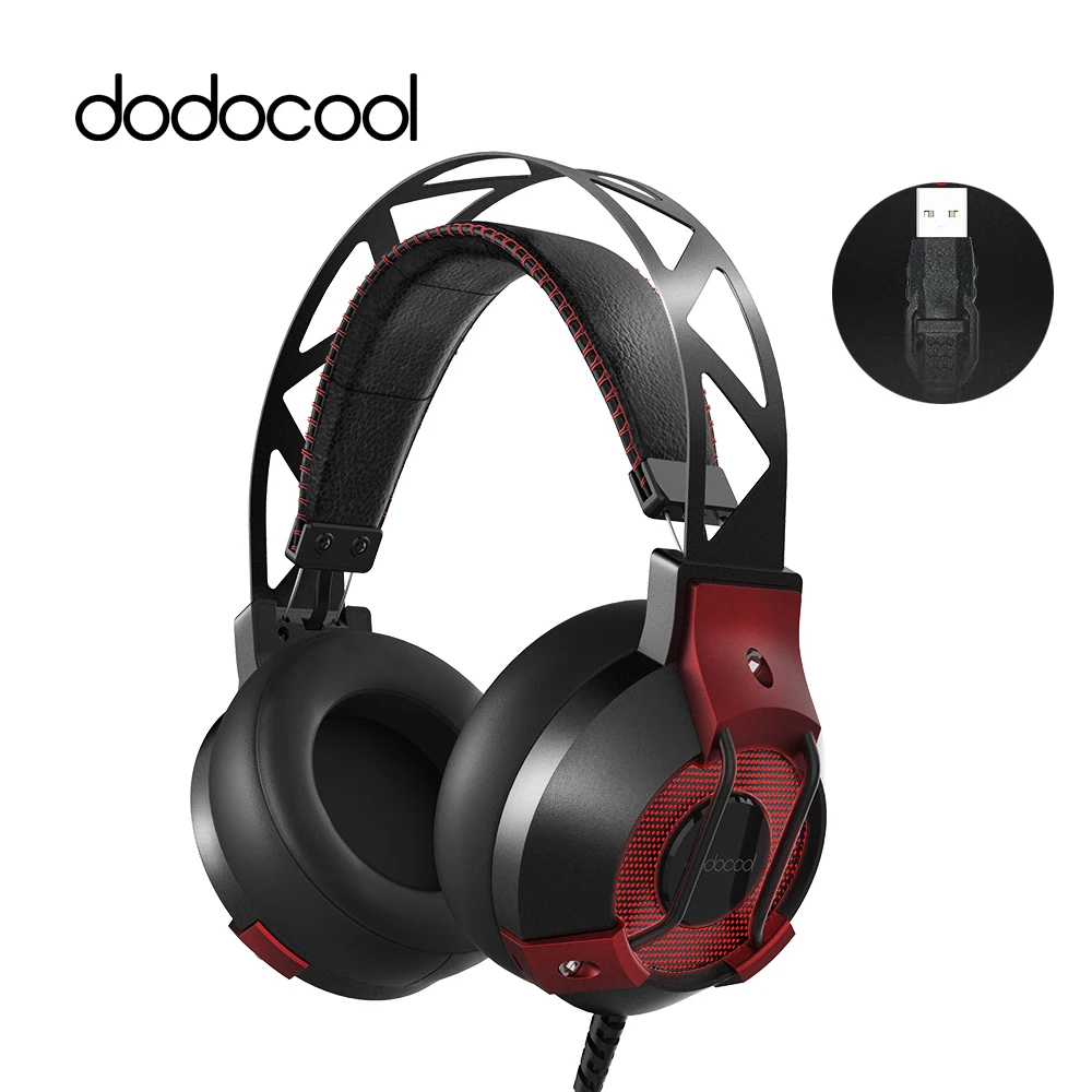 

dodocool USB 7.1 Surround Sound USB Stereo Gaming Headphones Over Ear Noise Isolating Breathing LED Lights Headset for PC Gamer