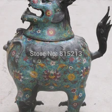 Bi001228 1" Китай Китайский бронзовый перегородчатой Лев Foo Собака статуя курильница курильница