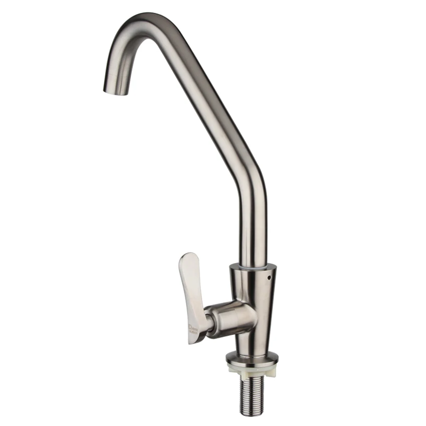Single cold water faucet Kitchen faucet brushed kitchen tap 304stainless steel Single Handle Single Hole Deck Mounted Ceramic