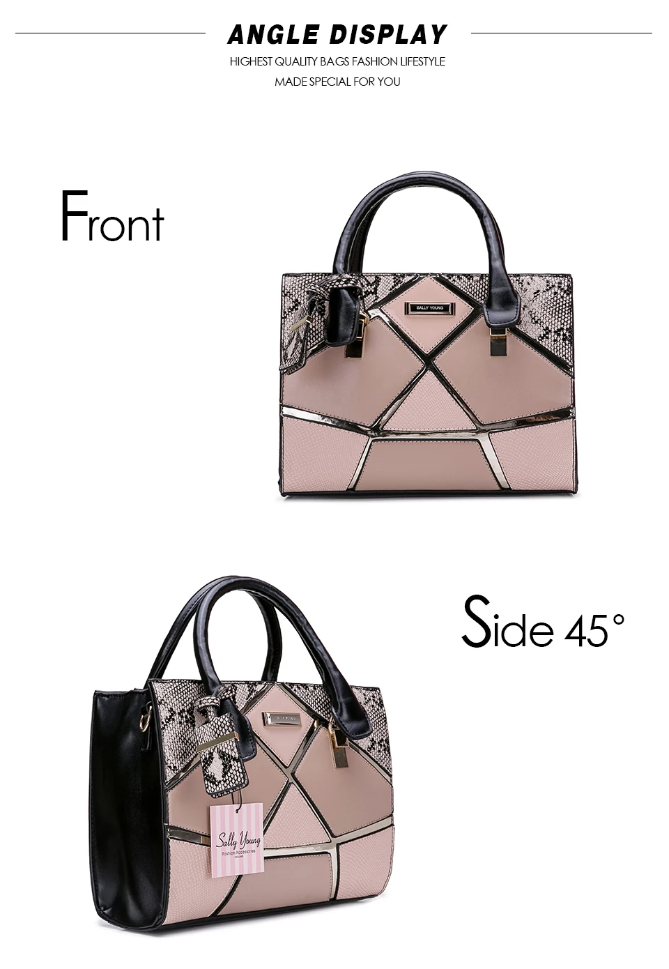 AFKOMST Top-handle Fashion Women Handbag Casual Patchwork Color Design Serpentine Stereotypes Shoulder Bag High Quality SY2135