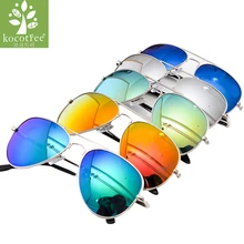 Kocotree Fashion Kids Aviator Sunglasses Kids Boys Girls Classic Design Silver Frame Blue Lens Pilot Sun Glasses For Children