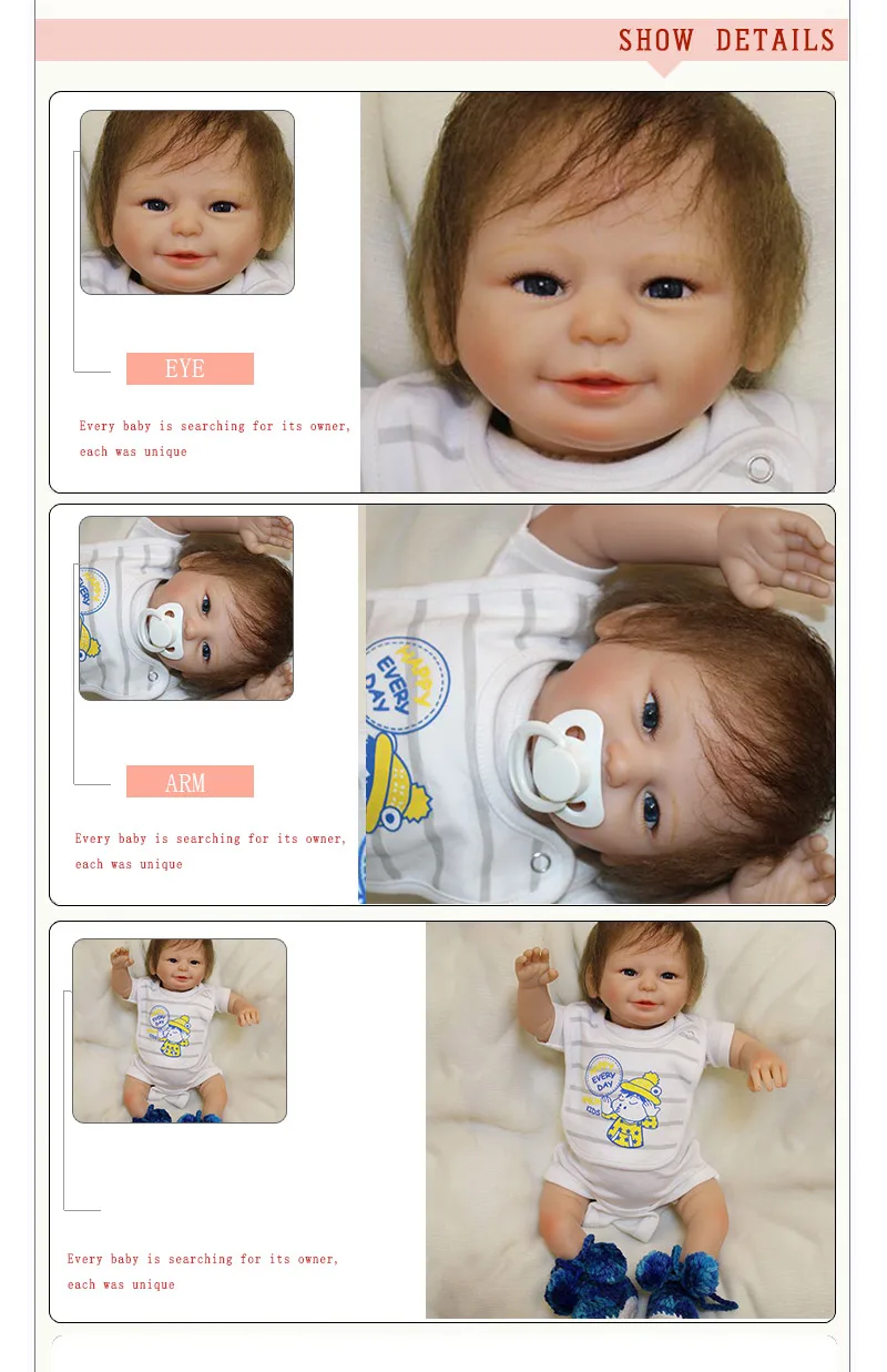 Ручной работы Reborn Baby Doll 50 см Настоящее сенсорный силиконовые хлопок для маленьких девочек прекрасный улыбающееся новорожденных Куклы для