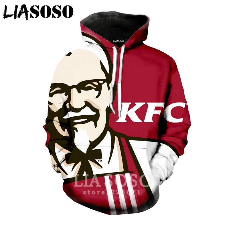 LIASOSO новая зимняя модная Толстовка 3D для мужчин и женщин с принтом еды KFC Harajuku