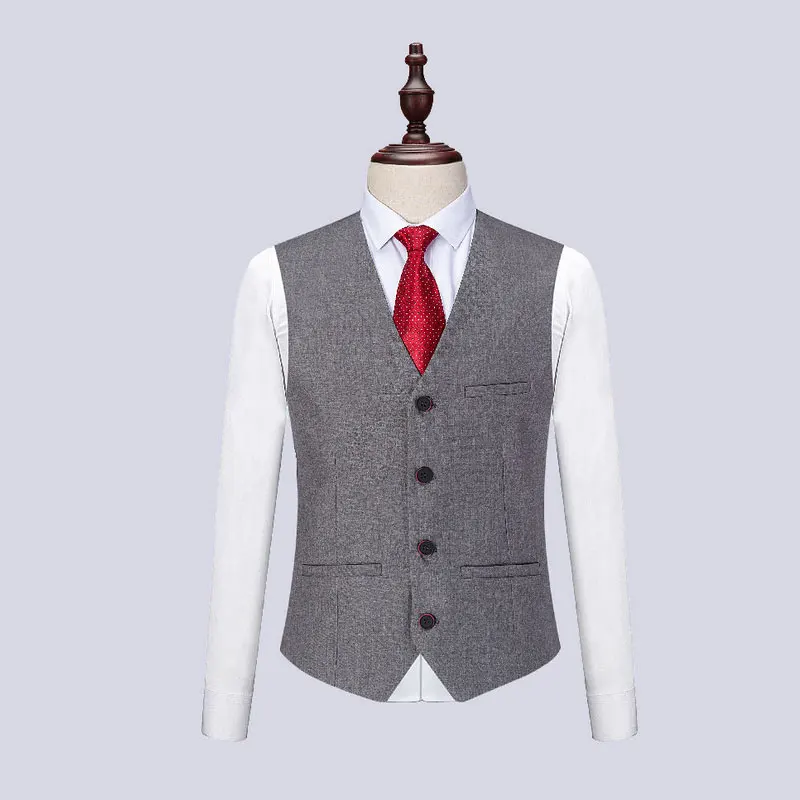 (Блейзер + брюки жилет) Классический мужской костюм s Slim Fit Серый Свадебный жениха