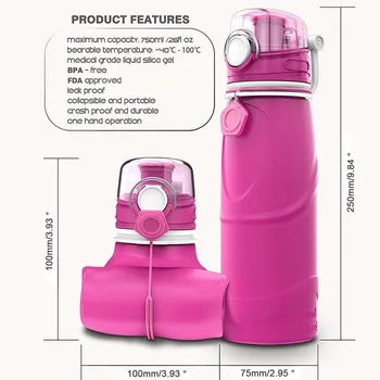 

Silicone Water Bottle 750ML Collapsible Silicone Folding Kettle Outdoor Sport Water Bottle Camping Travel Running Bottle WZD143