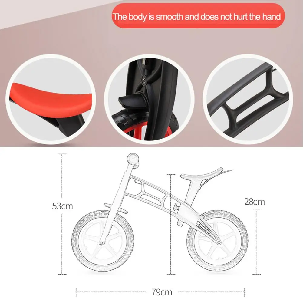 12-inch Children's Two-wheeled Sport Balance Bike without Pedals Taxiing Treadmill Sliding Bicycle for Toddlers Kids