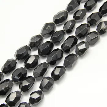 

Approx 15pcs/str Black Tourmaline Faceted Nugget Beads for Necklace,Center Drilled Natural Stones Cut Beads Pendants Jewelry