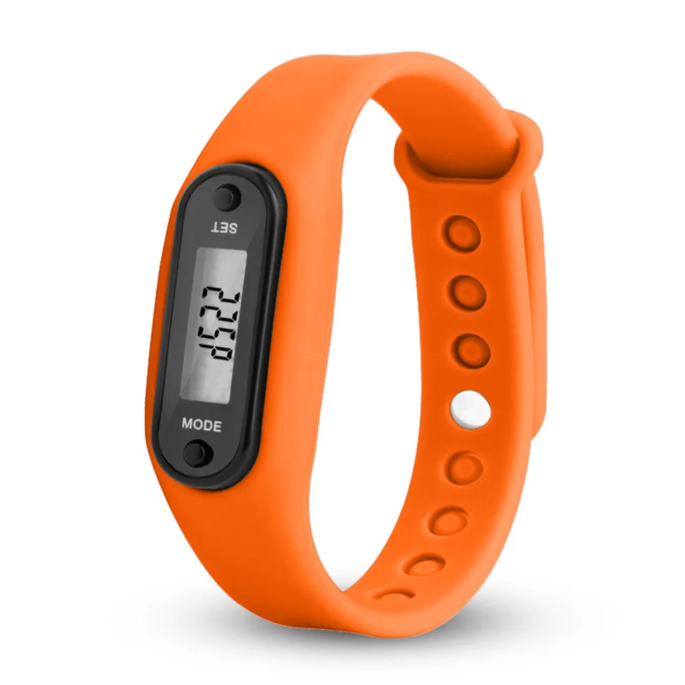 

Digital Orange LCD Watch Run Step Walking Distance Calorie Pedometer Silicone Calorie Sport Bracelet Watch for drishipping N0807