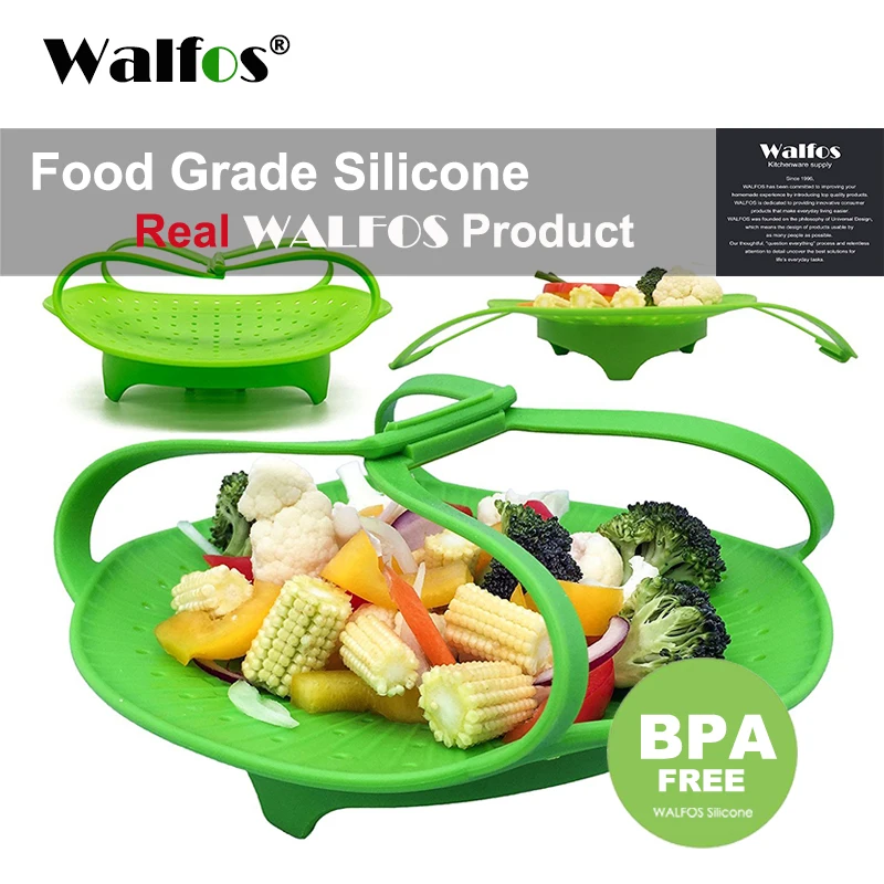 

WALFOS food grade Silicone Kitchen accessories Microwave Silicone Vegetable Steamer for cooking food Steamer Basket Steam Tray