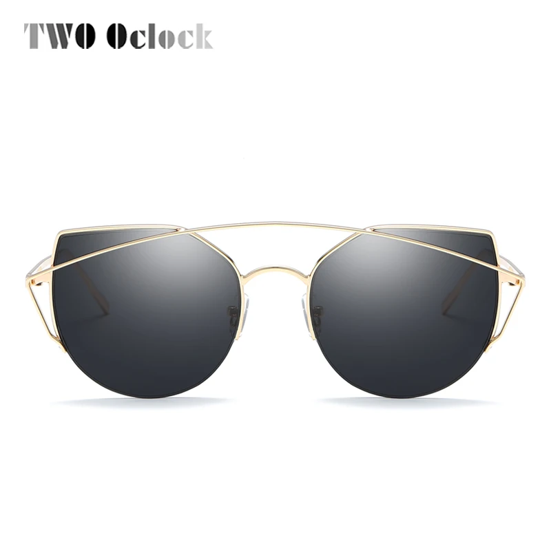 Два Oclock трендовые женские солнцезащитные очки Винтаж Кошачий Глаз Солнцезащитные очки женские брендовые дизайнерские ретро двухлучевые