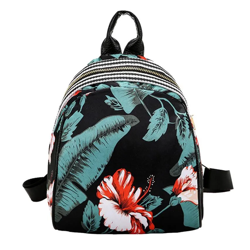 

Style Printing School Bags For Teenage Girls Striped Patchwork Zipper Black Backpack Small Backpack Mochila Para Ordenado #Zer