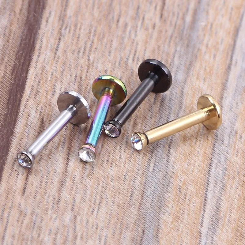 16G Clear Tragus Helix Bar 2mm Gem Stainless Steel Labret Lip Bar Rings Stud Cartilage Ear Piercing Body Jewelry