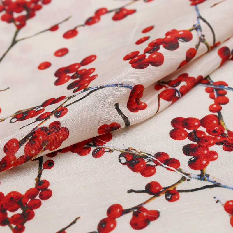 Buy Cherry digital printing silk linen fabric summer
