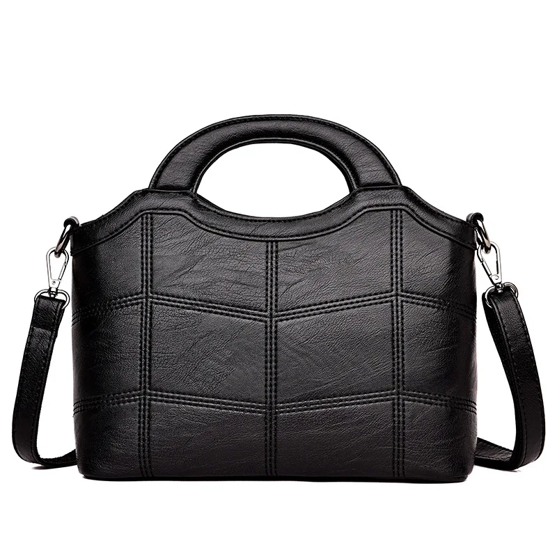 

European and American Sty Thread Women's Genuine Leather Handbag Tote Bag Ladies Shoulder Shell Bags Women Messenger Bags