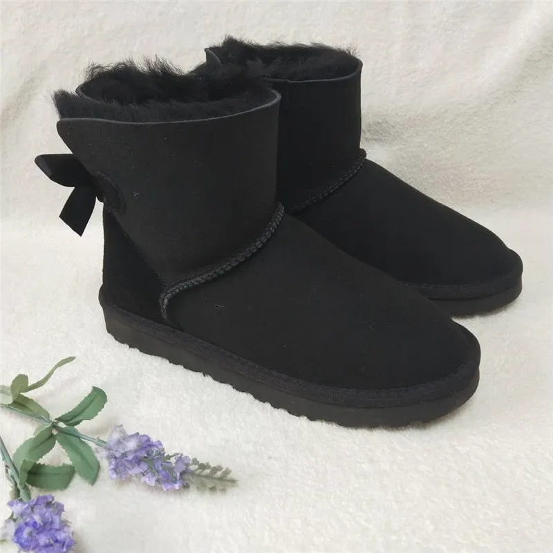

grwg Real Fur 2019 Women Snow Boots Real Wool Winter Warm Boots Genuine Sheepskin Leather Natural Fur Non-Slip Women Boots