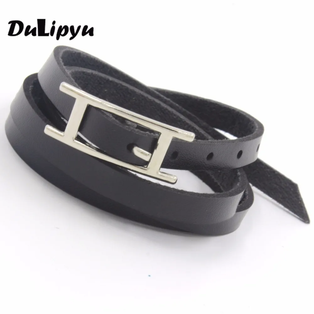 

12pc/lot Cool Multi-layer PU Leather Belt H buckled Black White Coffee Bracelet JW008