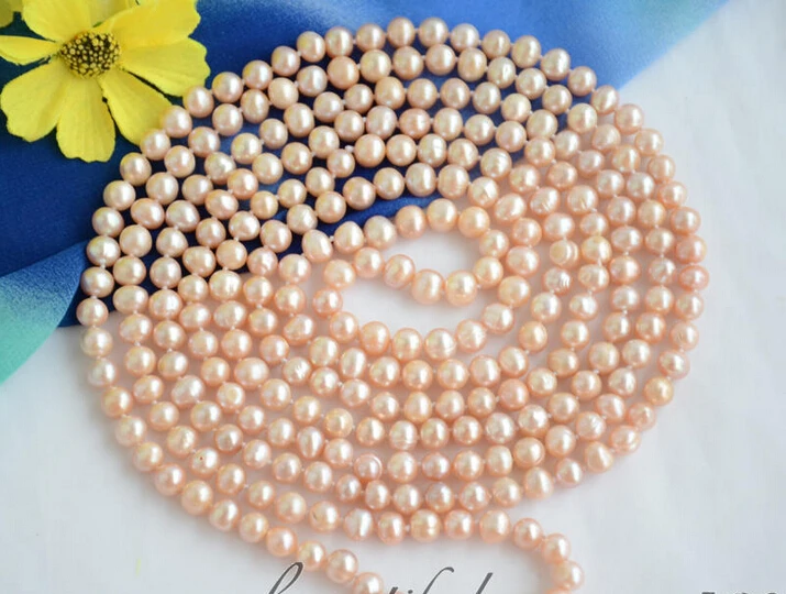 

fast 8mm round pink freshwater pearl necklace 82inch Z6574 A