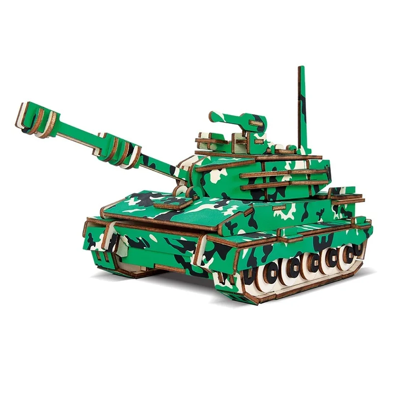 

Creative DIY 3D Wooden Mechanical RDAGUNSHIP Tank Airplane DIY Assembly Kit Military Model Building Kits For Kids Teens Toys