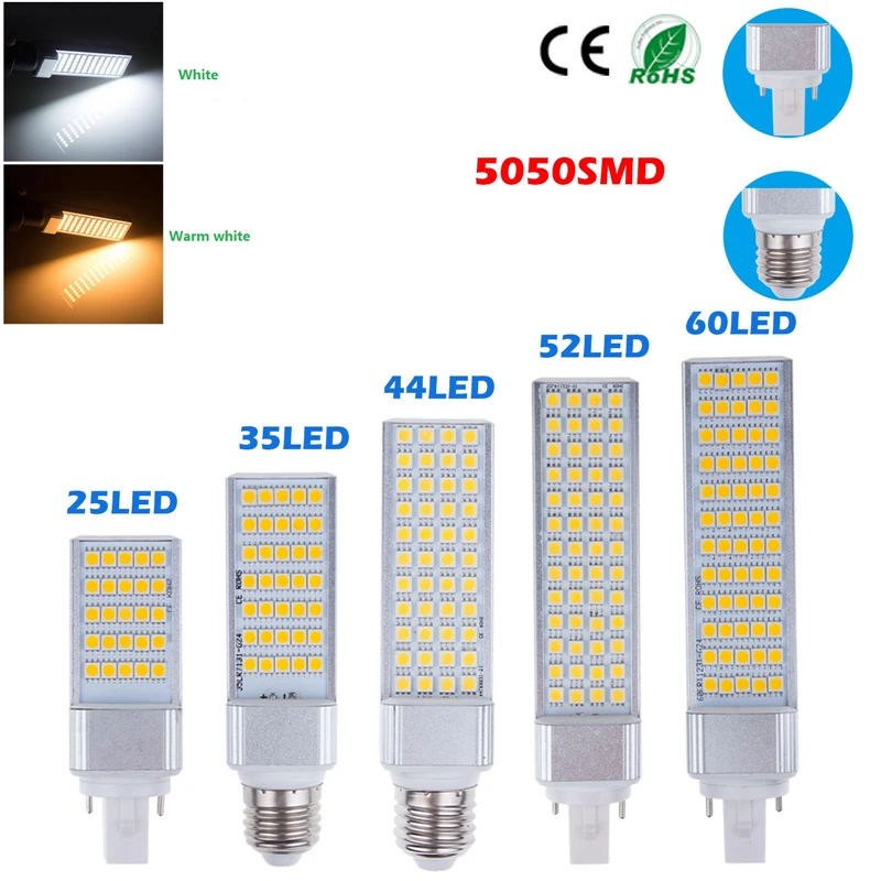 5W 25PCS 5050 LED E27/G24 12 V/24 V/36 V 85 265Vac led лампа кукурузы 124mm горизонтальная для стола
