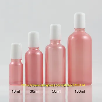

wholesale 10ml 30ml 50ml 100ml painted pink glass bottle glass or steel roller,roll-on/essential oil/perfume/deodorant bottle